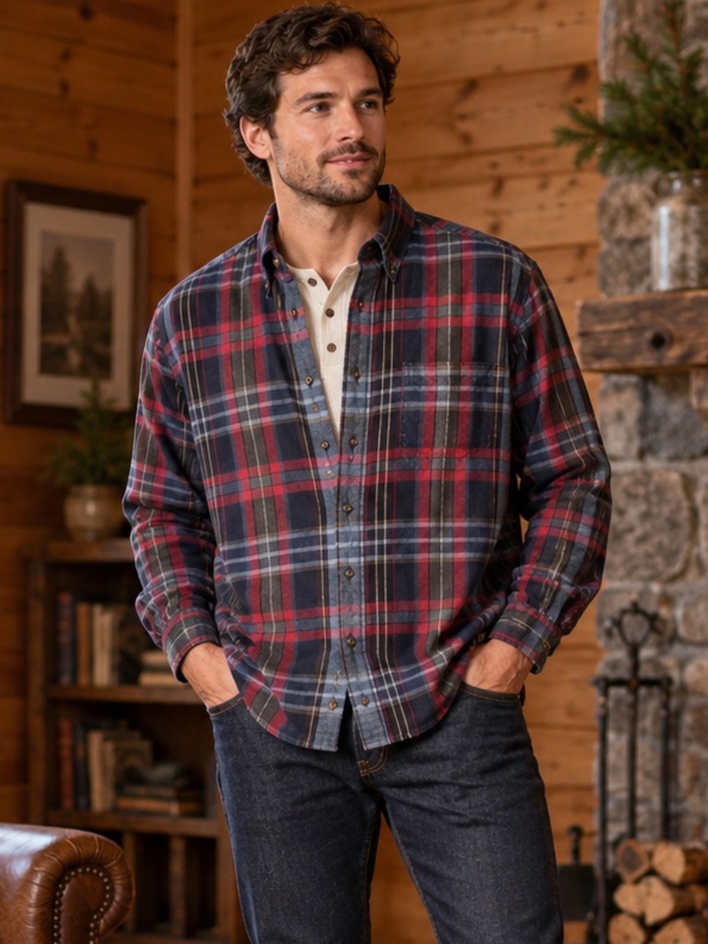 Viyella Plaid Wool Blend Flannel Shirt Traditional Fit Men M Cabine Academia